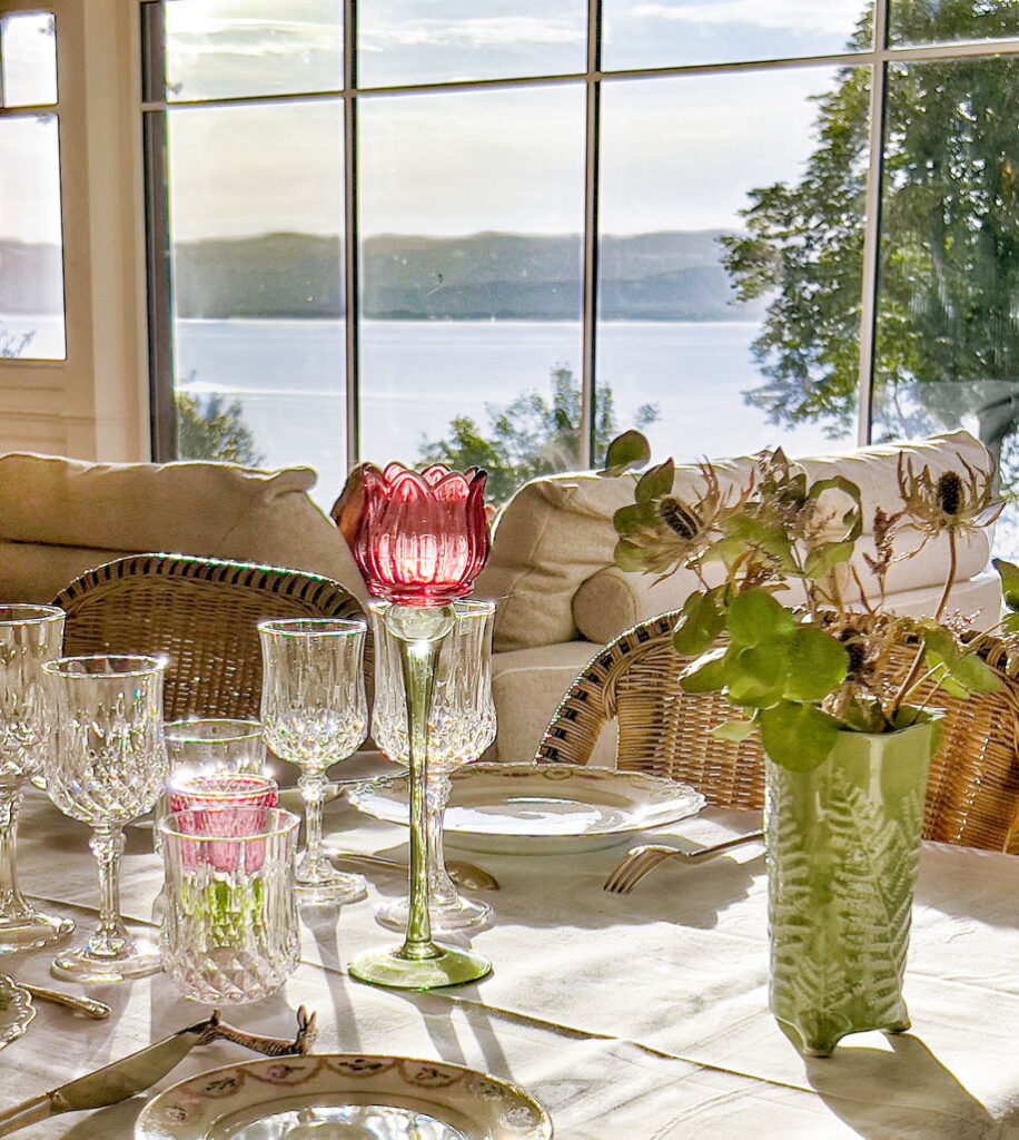 Dining table in the sunlight - Domaine Les Cedres du Leman