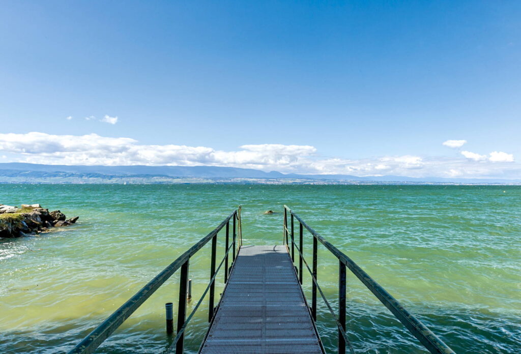 Dock on Lake Geneva at Domaine Les Cedres du Leman